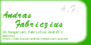 andras fabriczius business card